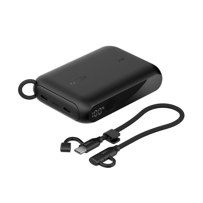 باور بانك Belkin Boost Charge 10K مع شاشة عرض باللون الأسود 