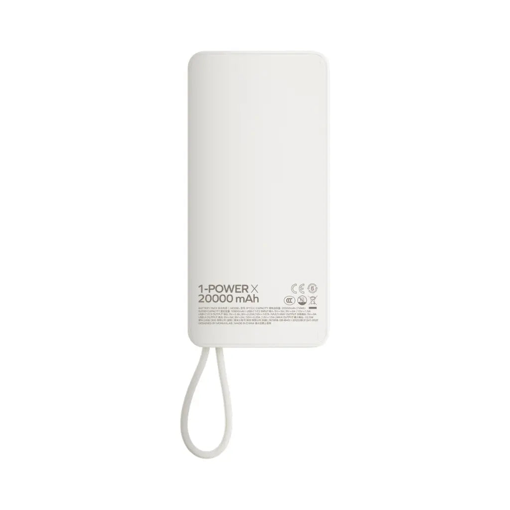 Momax 1-Power X 20000Mah Power Bank With Built-In Usb-C Cable - White