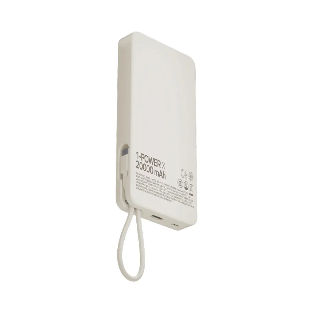 Momax 1-Power X 20000Mah Power Bank With Built-In Usb-C Cable - White