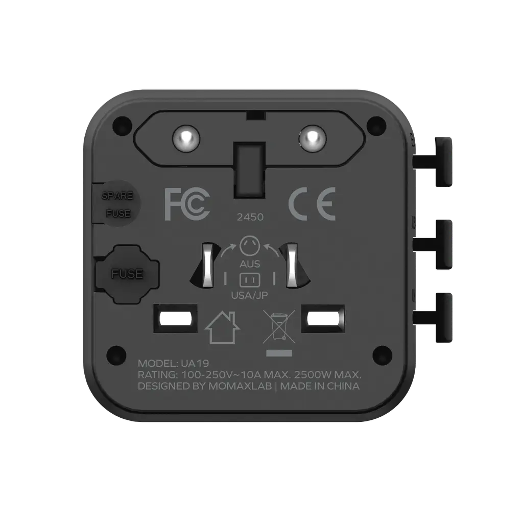 Momax 1-World 20W Travel Adaptor - Black
