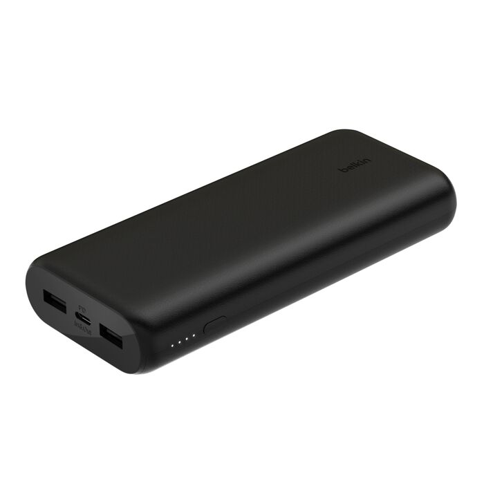 باور بانك مدمج من Belkin Boost Charge بثلاثة منافذ، سعة 20,000 مللي أمبير/ساعة، 20 وات، أسود 