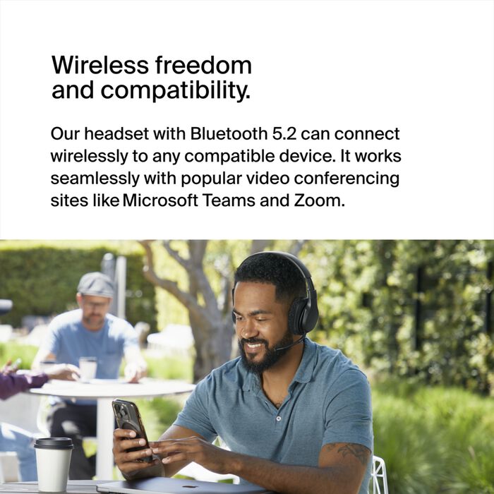 سماعة الرأس اللاسلكية Belkin SoundForm Adapt فوق الأذن، سماعات رأس للعمل واللعب والألعاب والسفر مع ميكروفون مدمج، بطارية تدوم 45 ساعة، لون أسود 