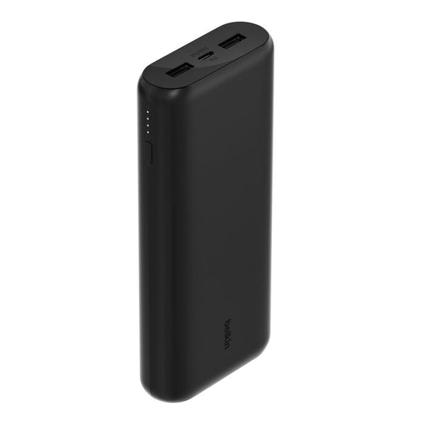 باور بانك مدمج من Belkin Boost Charge بثلاثة منافذ، سعة 20,000 مللي أمبير/ساعة، 20 وات، أسود 