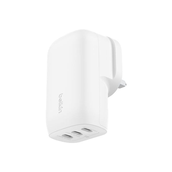 شاحن حائط Belkin Boost Charge بثلاثة منافذ USB-C مع PPS 67 واط أبيض 