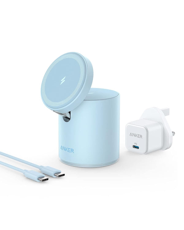 Anker 623 MagGo 2-in-1 Magnetic Wireless Charger – Misty Blue