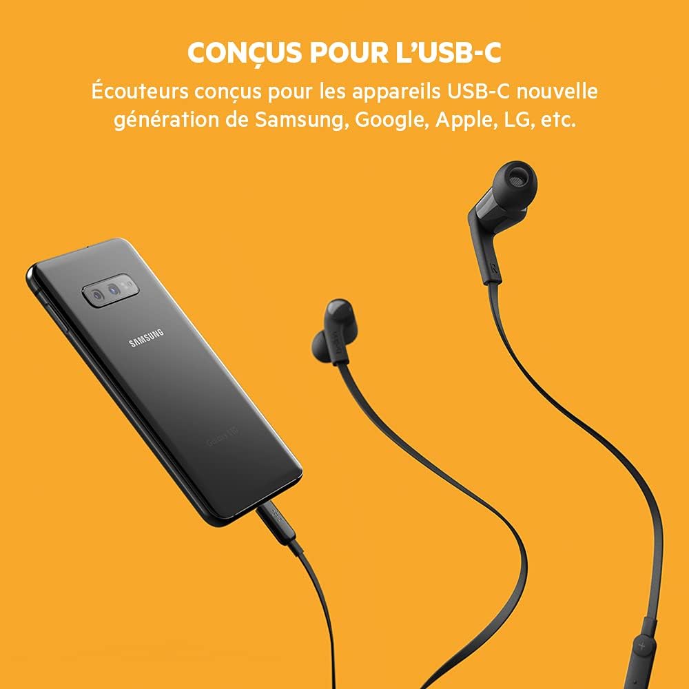 سماعات أذن سلكية من Belkin SoundForm مزودة بموصل USB-C، وسماعات أذن داخلية مزودة بميكروفون - سماعات رأس USB-C سوداء 