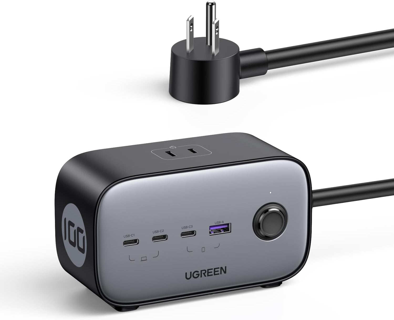 UGREEN 100W USB-C Charging Station with AC Outlet, Nexode 7-in-1 GaN Power Strip for Home and Office, with 3 AC, 3 USB C & 1 USB A, 6ft Extension Cord Black