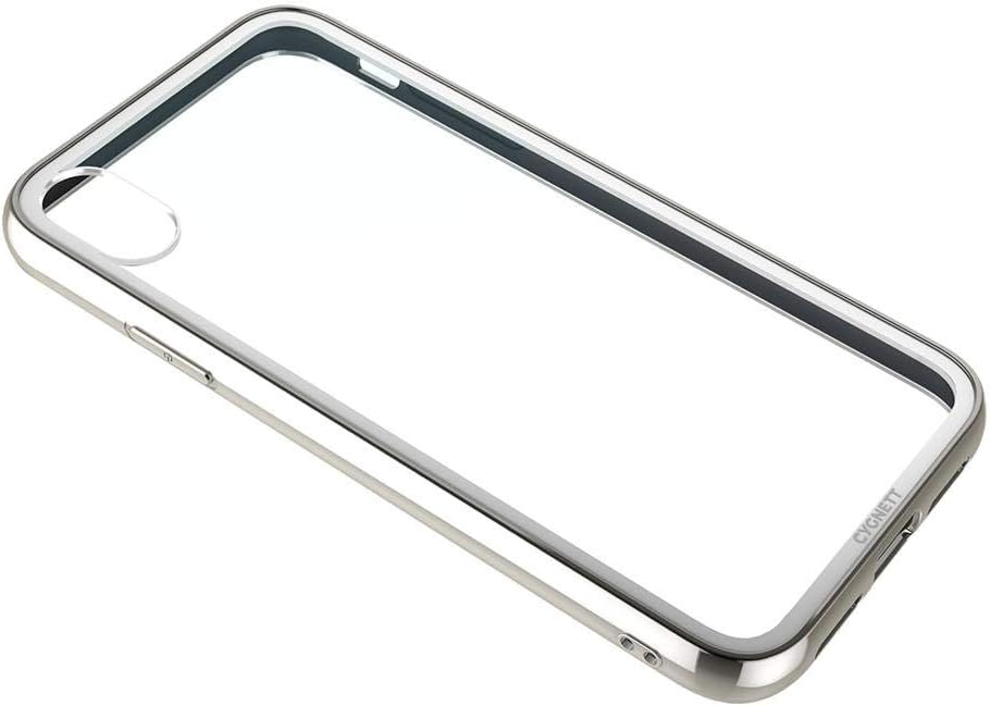 Cygnett Ozone case, Scratch resistant, Shock Absorbent soft TPU frame, Japanese Double tempered glass case, Wireless charging friendly - iPhone Xs, iPhone X - Glass Case in Silver - Glass, TPU
