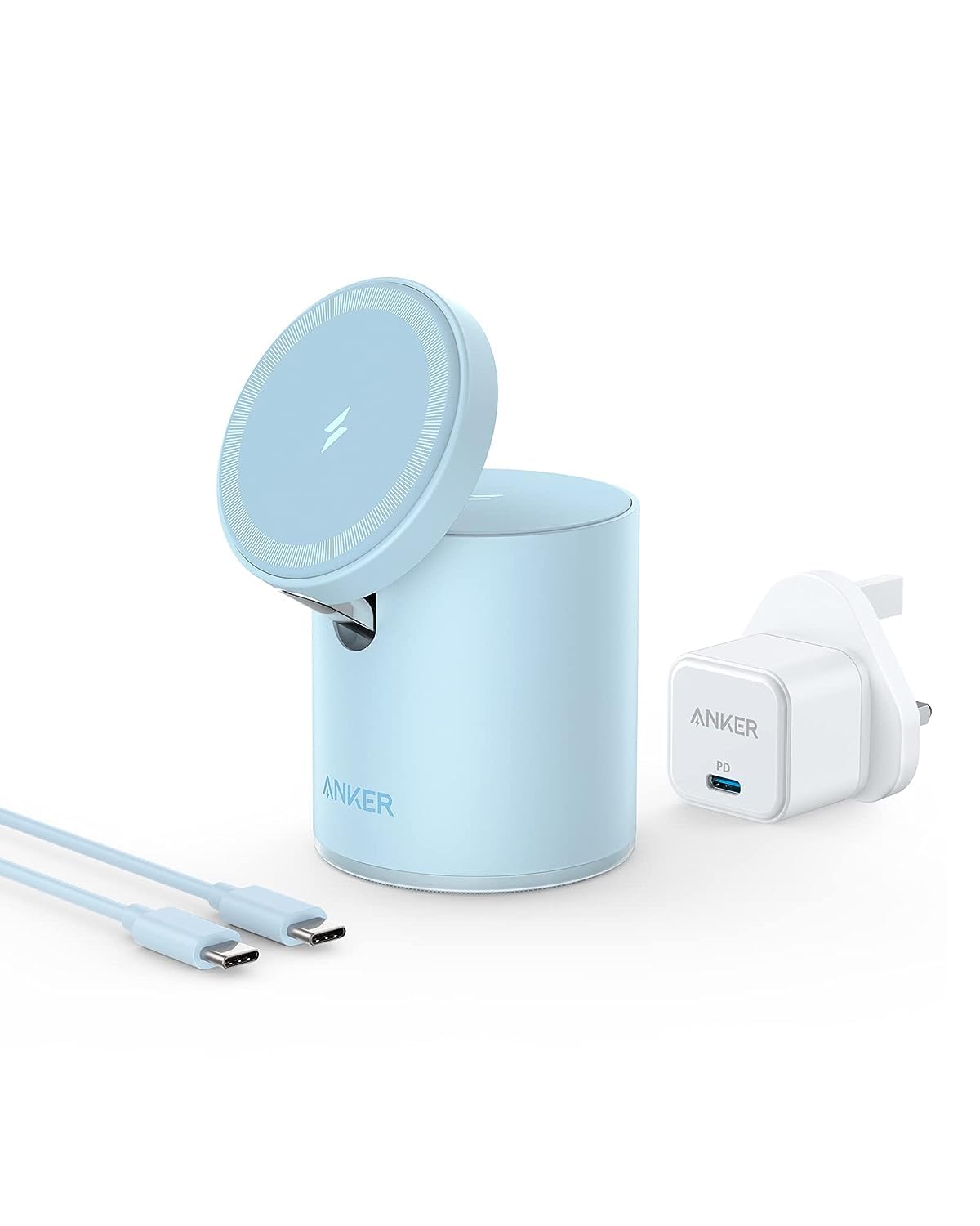 Anker 623 MagGo 2-in-1 Magnetic Wireless Charger – Misty Blue