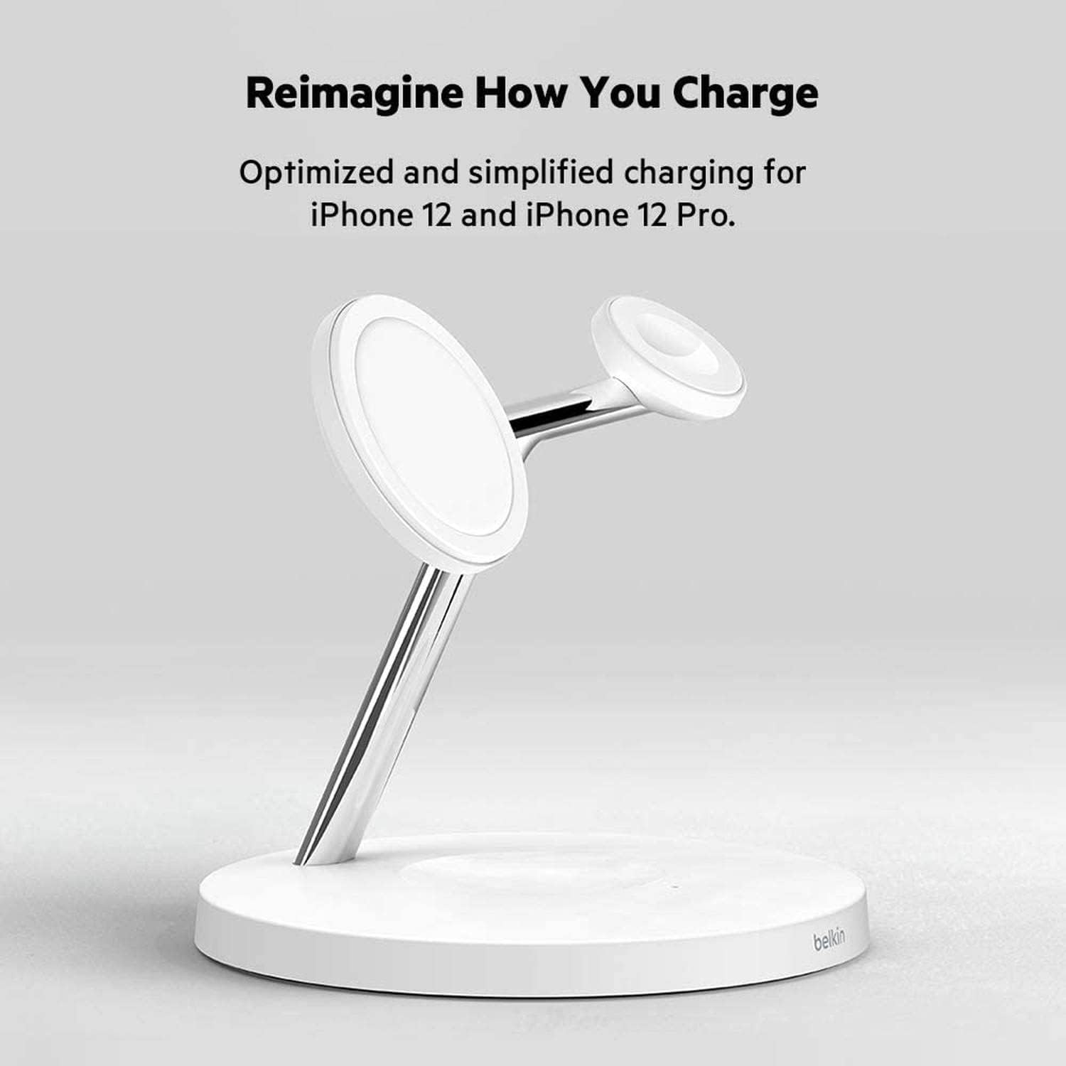 Belkin BoostCharge PRO 3-in-1 Wireless Charger with MagSafe for iPhone 13, 12 + Apple Watch + AirPods White