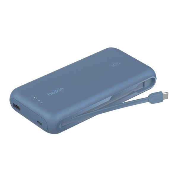 شاحن محمول من Belkin، بنك طاقة مع كابل مدمج 20K PD 30W أزرق