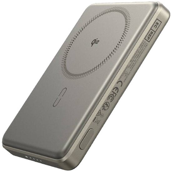 ESR Qi2 MagSlim - 15W Magnetic Power Bank 5,000 mAh - Compatible with Magsafe and Halo Lock - Titanium