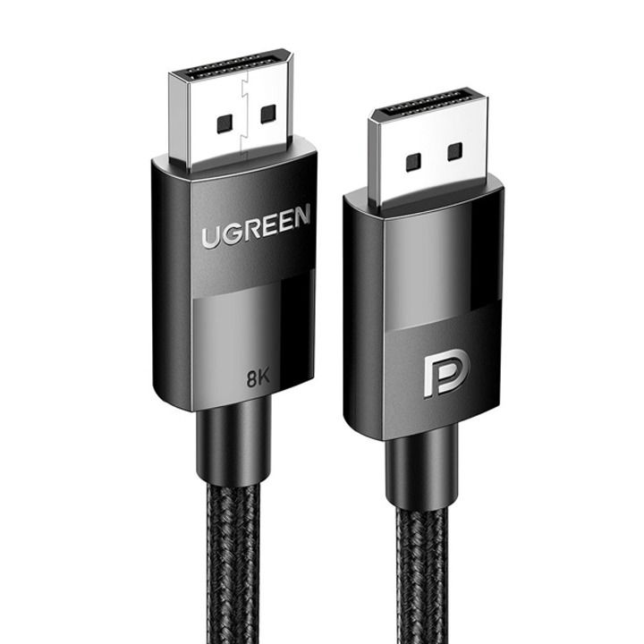 UGREEN 8K DisplayPort Cable 1.4, DP to DP 2M, 8K@60Hz/4K@165Hz/2K@240Hz/1080P@240Hz Black