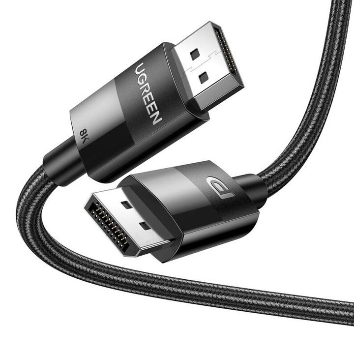 UGREEN 8K DisplayPort Cable 1.4, DP to DP 2M, 8K@60Hz/4K@165Hz/2K@240Hz/1080P@240Hz Black