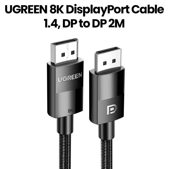 UGREEN 8K DisplayPort Cable 1.4, DP to DP 2M, 8K@60Hz/4K@165Hz/2K@240Hz/1080P@240Hz Black