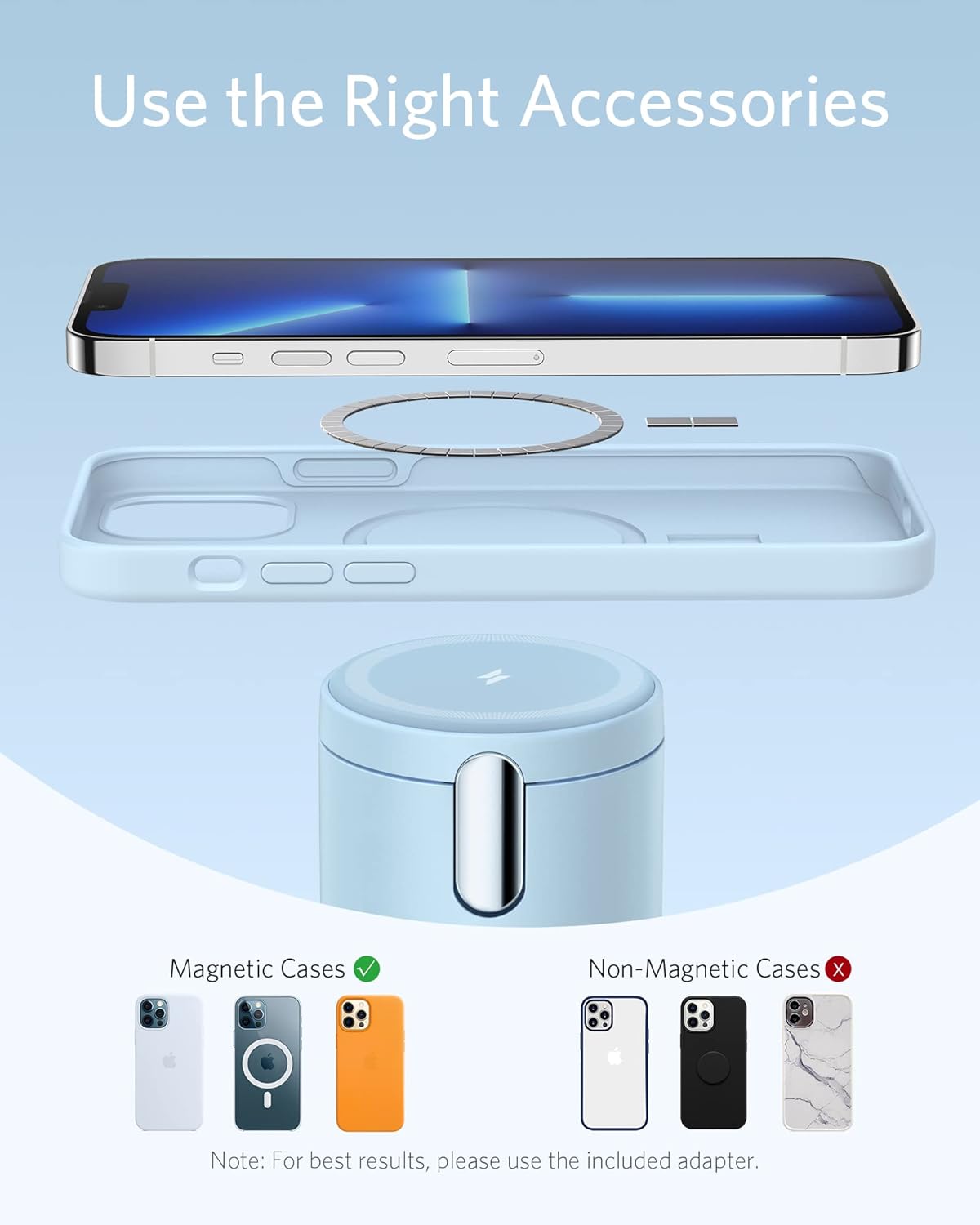 Anker 623 MagGo 2-in-1 Magnetic Wireless Charger – Misty Blue