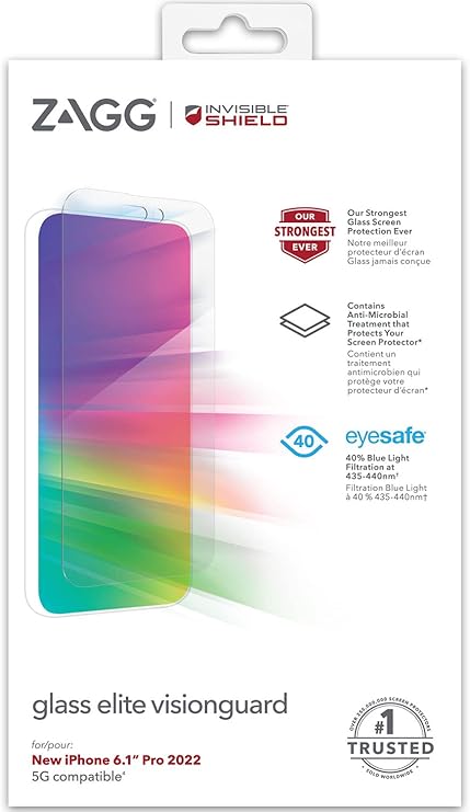 Zagg InvisibleShield Glass Elite VisionGuard, iPhone 14 Pro - Screen Glass