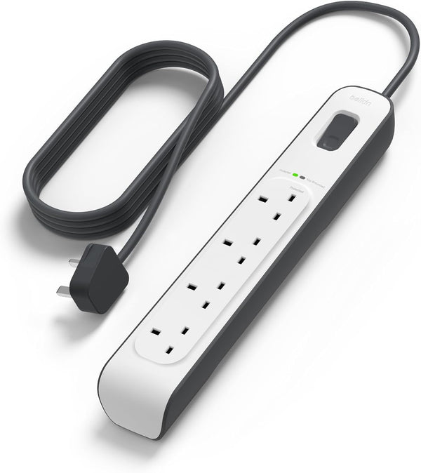 شريط حماية من زيادة التيار الكهربائي Belkin 2.4 أمبير USB للشحن 8 منافذ أبيض