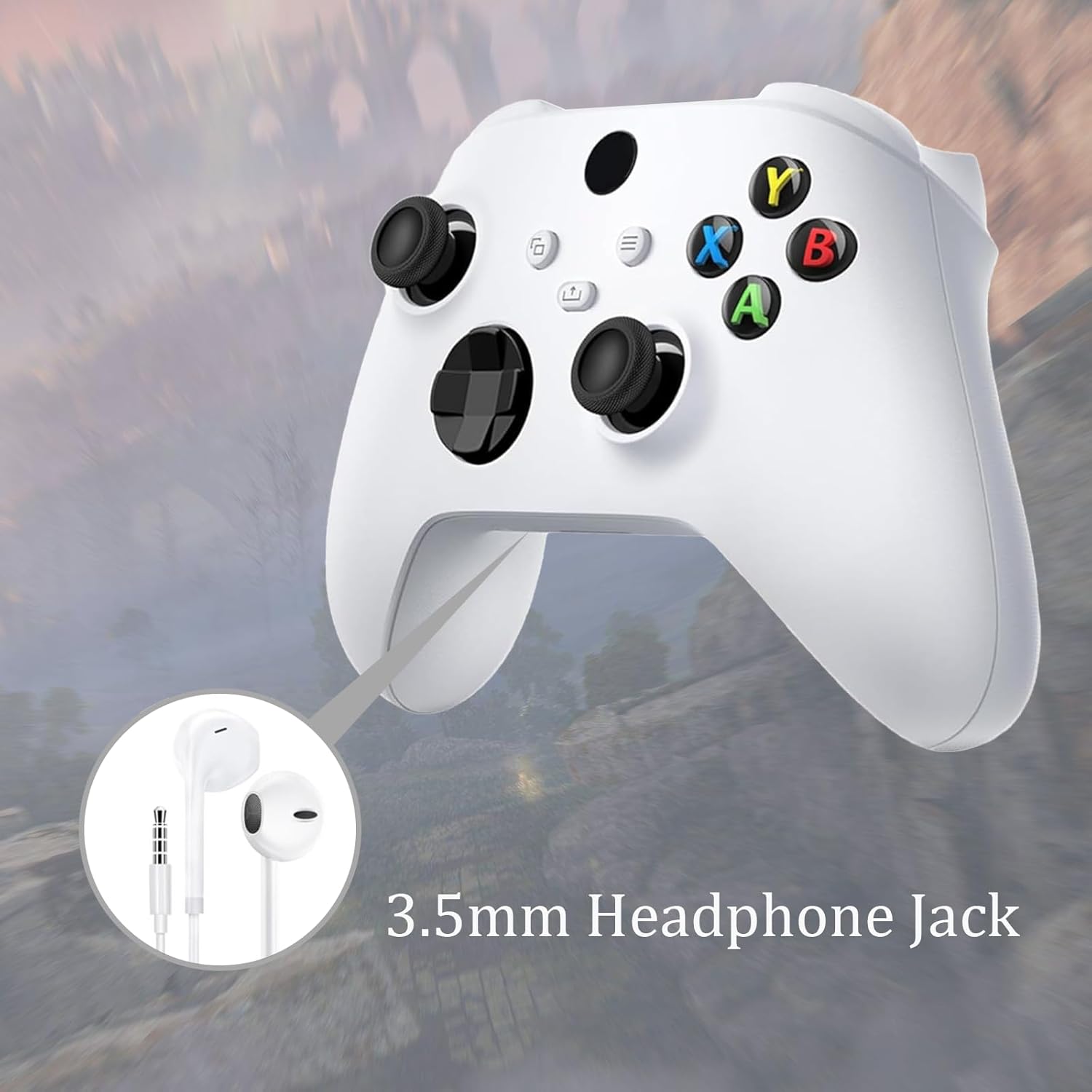 وحدة تحكم طراز 1914 Series S، متوافقة مع Xbox Series X/S، ولوحة ألعاب Xbox One X/S لجهاز Xbox Series X/S، ومقبس سماعة رأس 3.5 مم، لون أبيض روبوت
