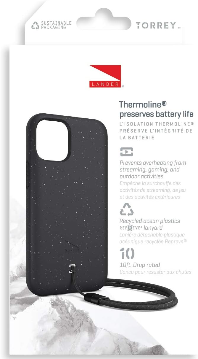 Lander Torrey designed for iPhone 12 Pro MAX case cover with Thermoline battery insulation - Black