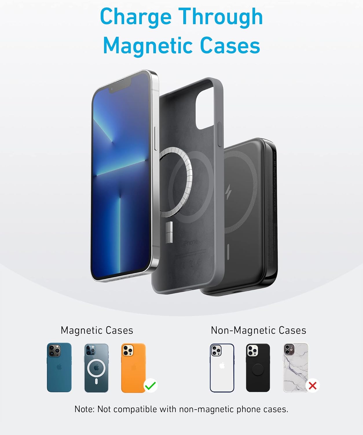Anker 321 MagGo Battery (PowerCore Magnetic 5K), 5,000mAh Magnetic Wireless Portable Charger, Compatible with iPhone 15/15 Plus/15 Pro/15 Pro Max, iPhone 14/13/12 Series（Black