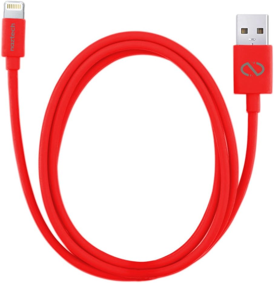 Naztech Charge & Sync Data Cable for Apple Devices - Retail Packaging - Red