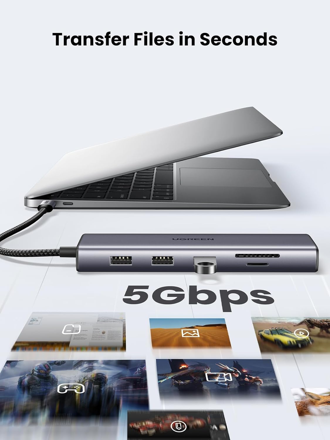 UGREEN USB C Hub, USB-C 10-in-1 Dongle with Dual Monitor 4K HDMI and VGA, 1Gbps Ethernet, 100W PD, 3 USB 3.0 Ports, 3.5mm Audio Jack, SD/TF Card Slots, Multi Adapter