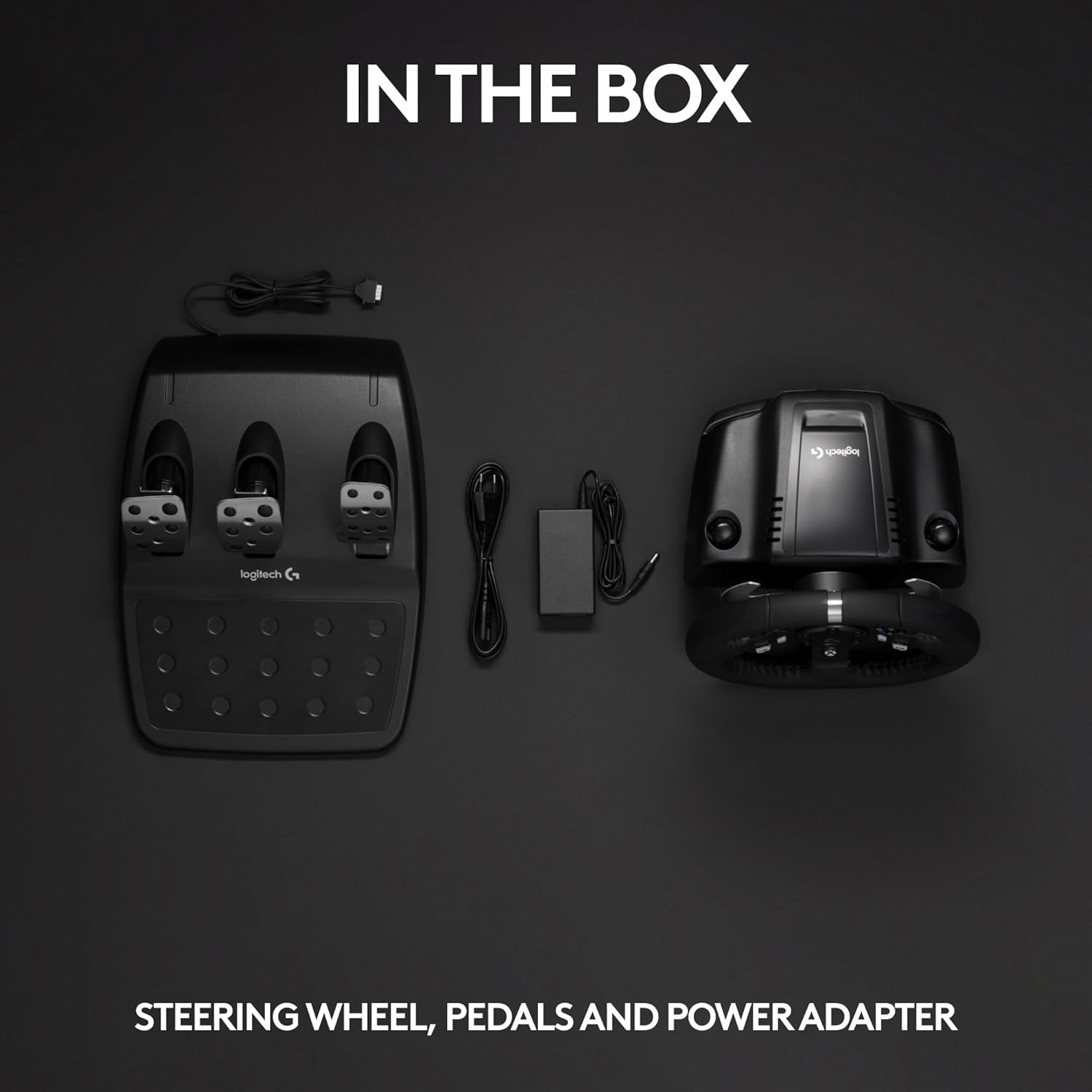 عجلة قيادة سباق Logitech G92 Driving Force ودواسات أرضية، وReal Force Feedback، ومبدلات تبديل من الفولاذ المقاوم للصدأ، وغطاء عجلة قيادة من الجلد لأجهزة Xbox Series X|S وXbox One والكمبيوتر الشخصي وMac - أسود