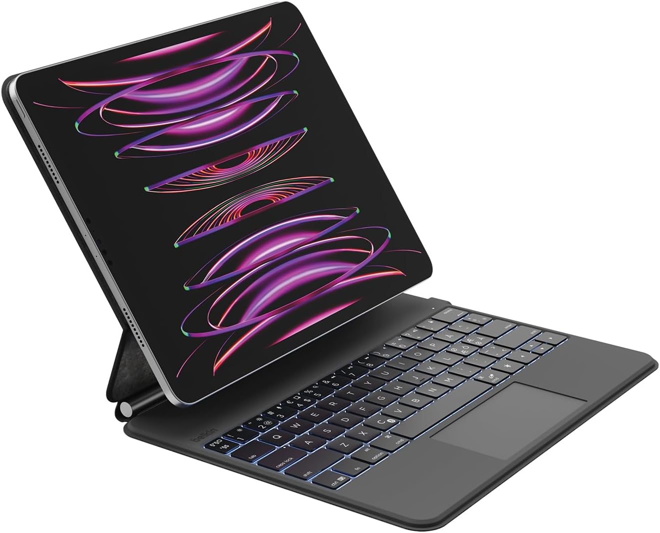 Belkin Pro iPad Keyboard Case with Magnetic Stand, Arabic/English Backlit Keyboard Black