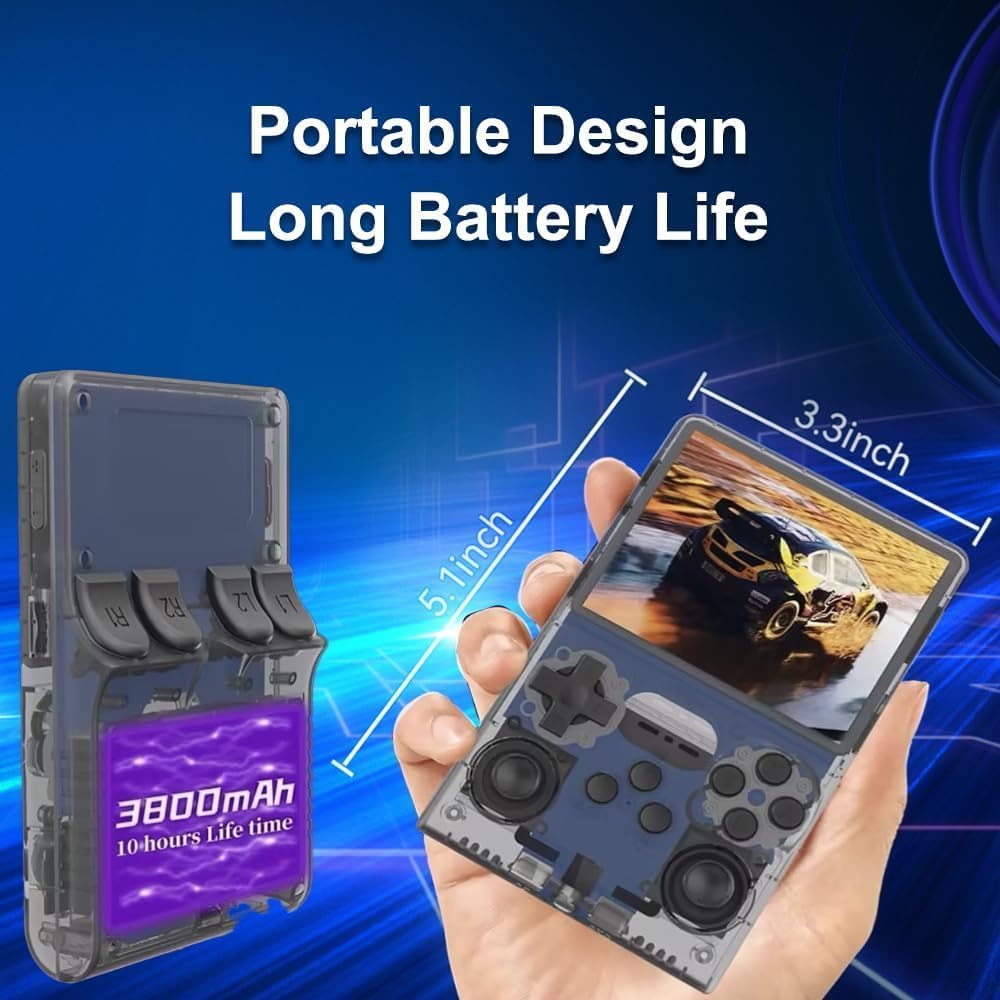 وحدة تحكم ألعاب محمولة R40S Pro Retro، شاشة IPS مقاس 3.5 بوصة، وحدة تحكم ألعاب محمولة ببطارية 3800 مللي أمبير في الساعة، نظام Linux مع بطاقة 256 جيجابايت وأكثر من 30000 لعبة (أبيض)