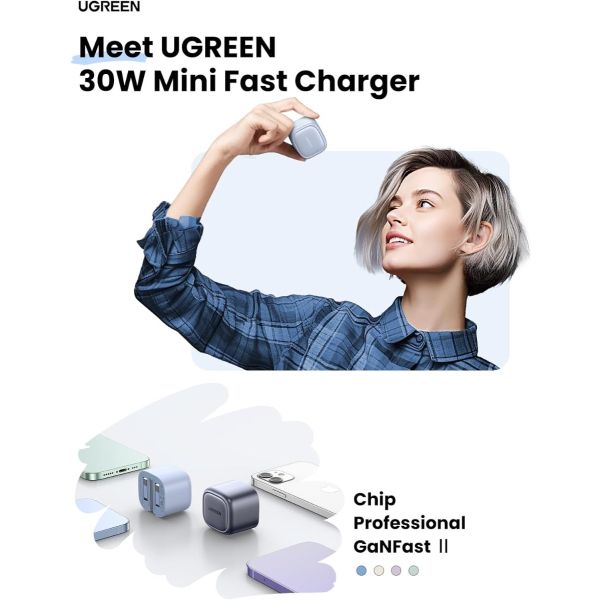 UGREEN Nexode 30W USB-C PD GaN Fast Charger UK White