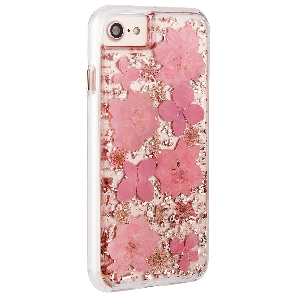 case-mate iphone 8 case - karat petals - made with real flowers - slim protective design for apple iphone 8 - pink petals