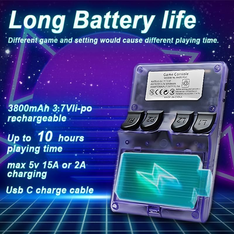 وحدة تحكم ألعاب محمولة R40S Pro Retro، شاشة IPS مقاس 3.5 بوصة، وحدة تحكم ألعاب محمولة ببطارية 3800 مللي أمبير في الساعة، نظام Linux مع بطاقة 256 جيجابايت وأكثر من 30000 لعبة (أبيض)