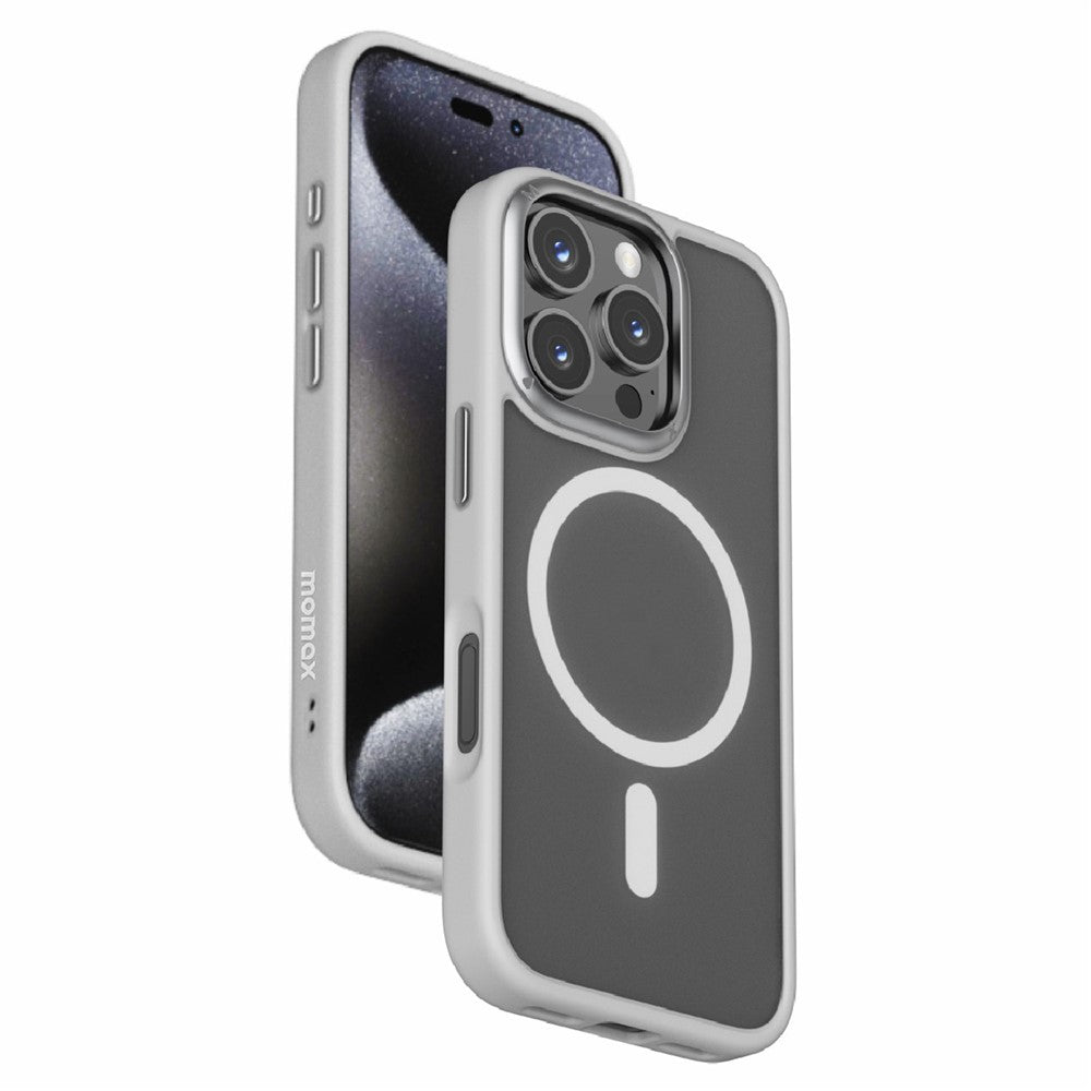 MOMAX CPAP24 For iPhone 16 Pro Case Compatible with MagSafe TPU+PC Matte Phone Cover - Light Grey