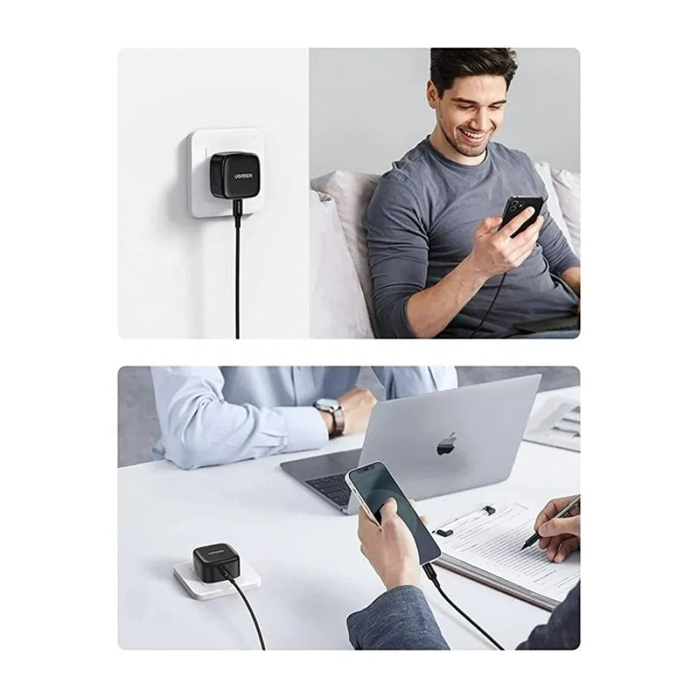 UGREEN 20W USB-C PD Wall Charger with Cable for iPhone - Black