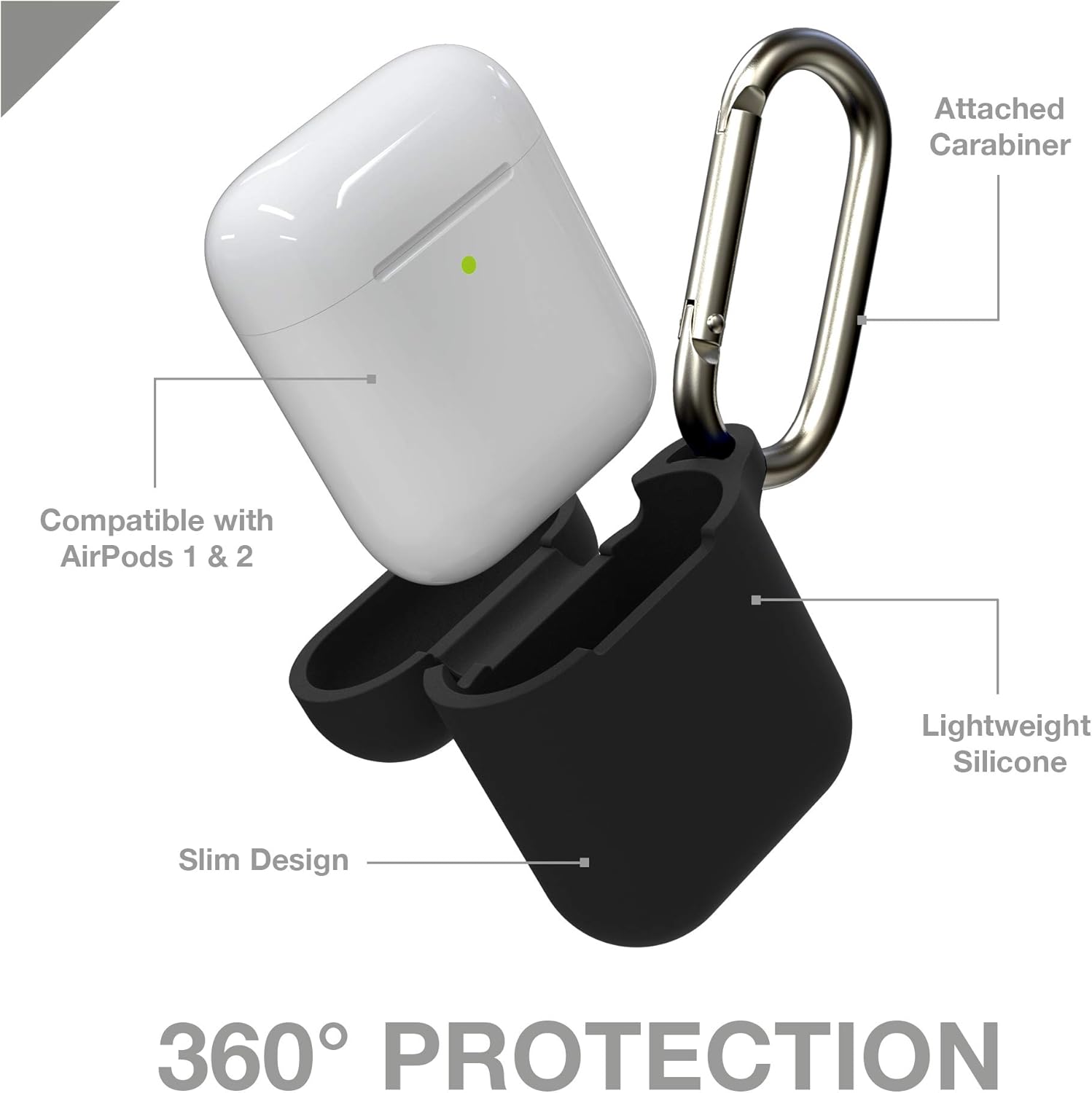حافظة GEAR4 لسماعات Apple Airpod 1 و2 - أسود