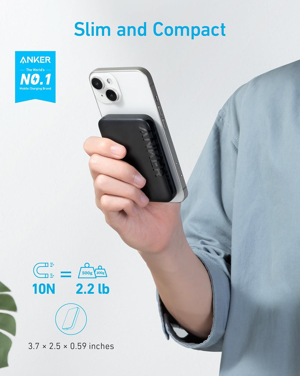 Anker 321 MagGo Battery (PowerCore Magnetic 5K), 5,000mAh Magnetic Wireless Portable Charger, Compatible with iPhone 15/15 Plus/15 Pro/15 Pro Max, iPhone 14/13/12 Series（Black