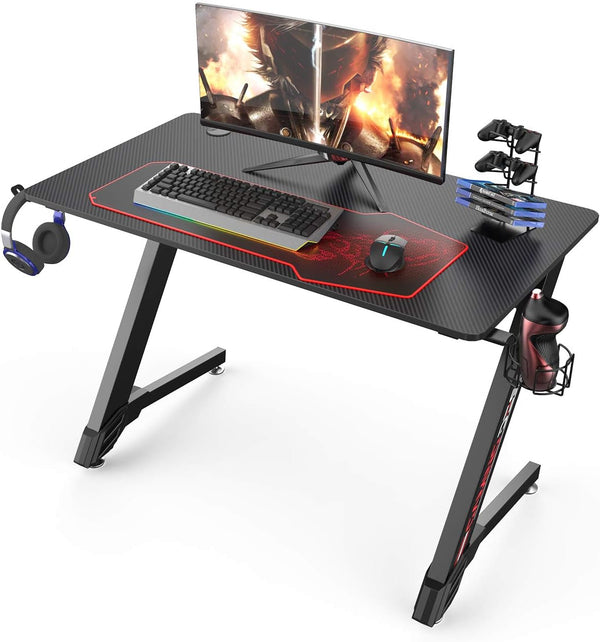 Eureka Ergonomic 43-Inch Z-Shaped Black Gaming Desk