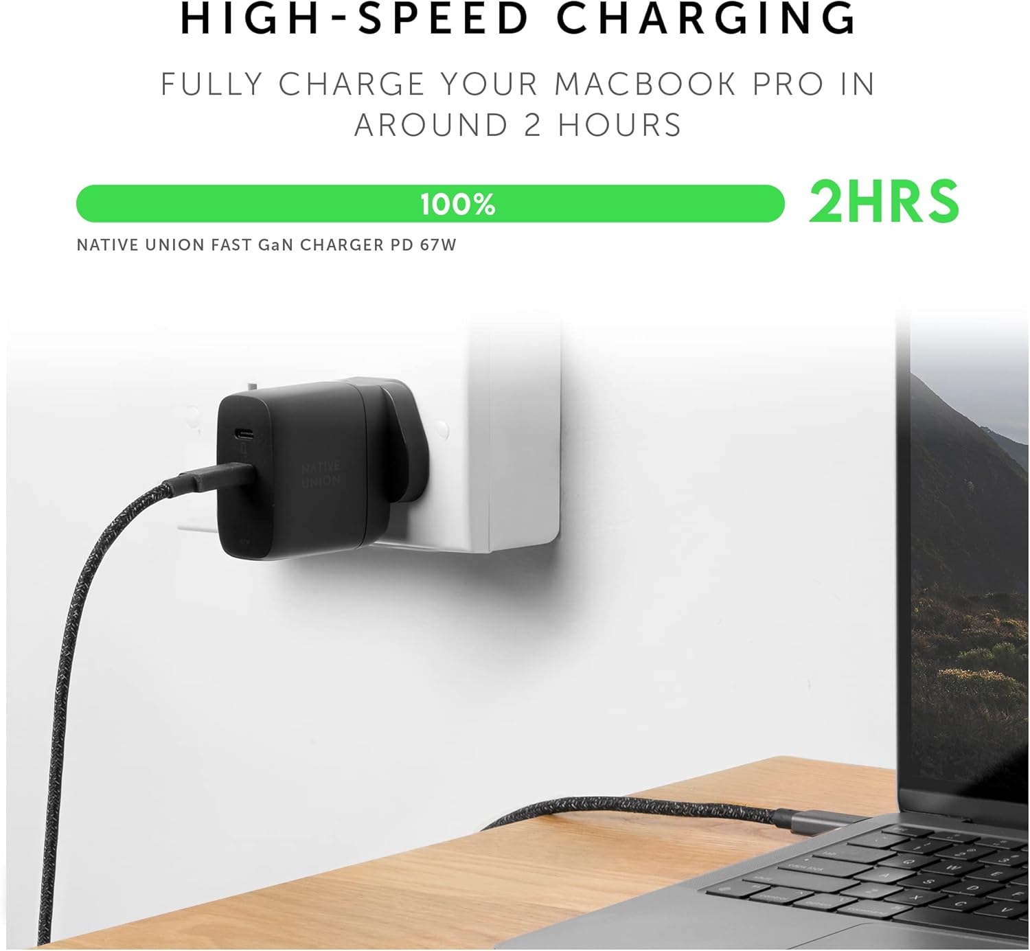 Native Union Fast GaN Charger PD 67W – Ultra-Compact Multi-Device Power Delivery Enabled USB-C Charger Up to 67W – for MacBook Pro, iPads, iPhones, Pixel, Galaxy & Other Type-C Devices (Black)