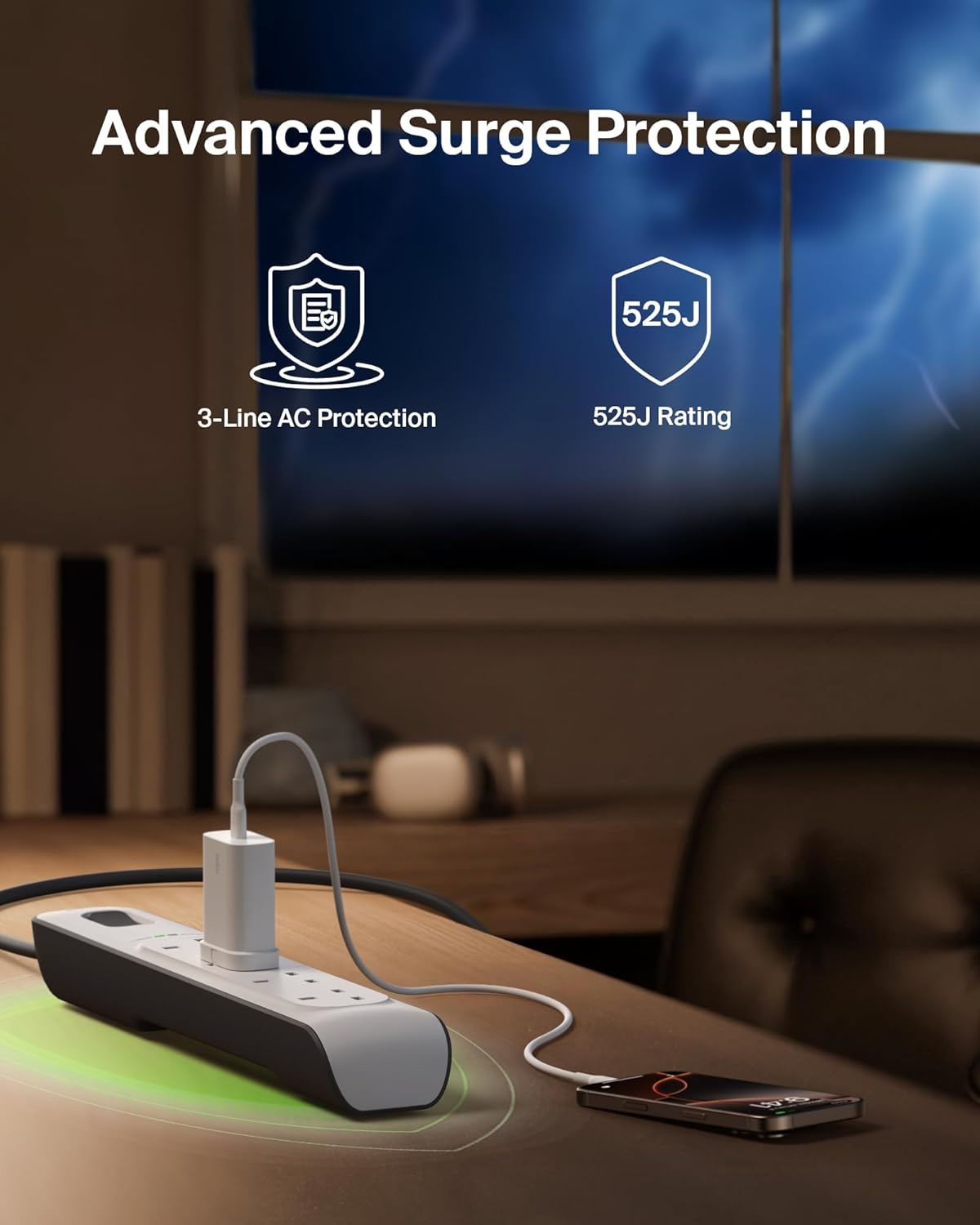 شريط حماية من زيادة التيار الكهربائي Belkin 2.4 أمبير USB للشحن 8 منافذ أبيض