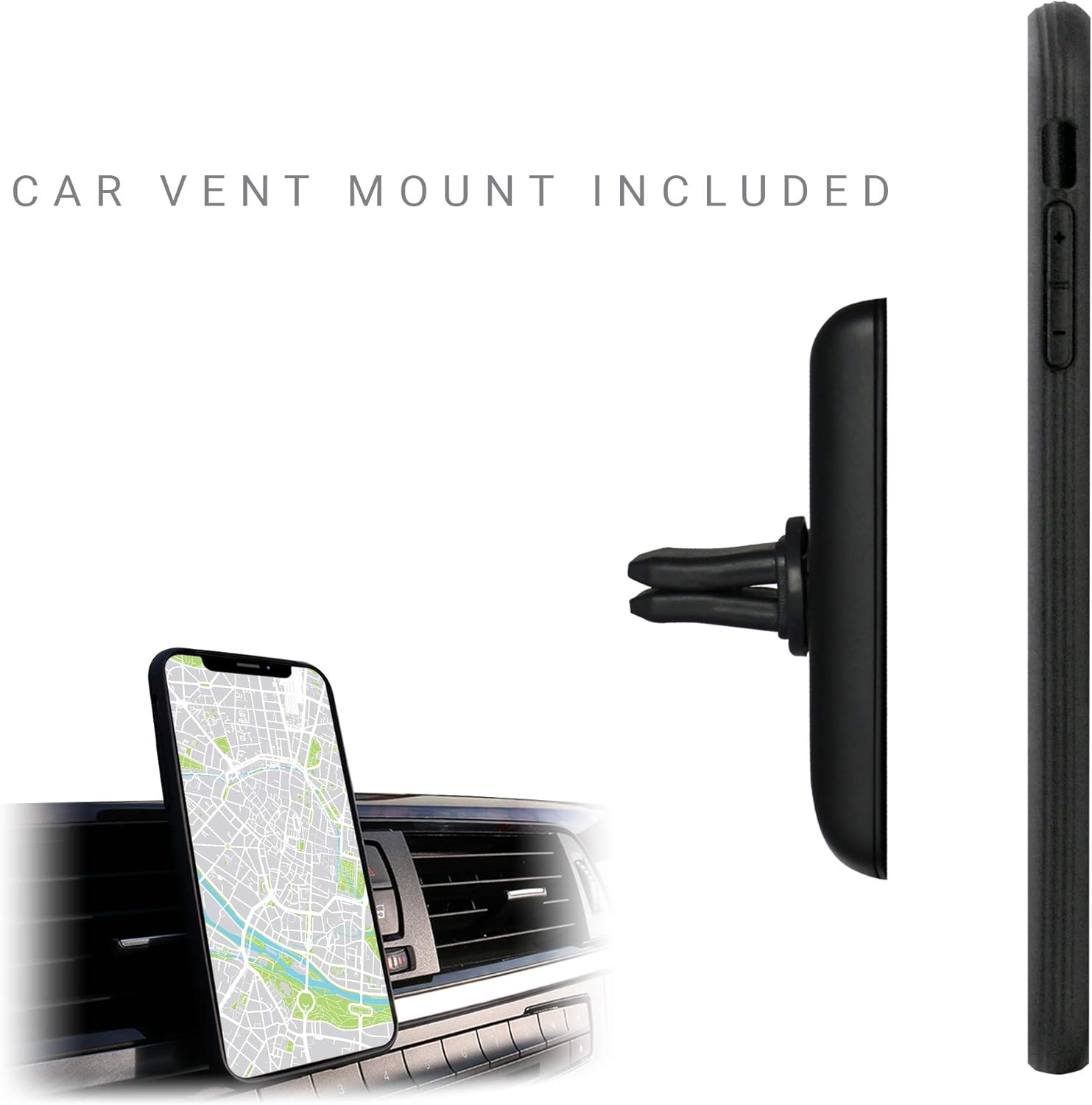Evutec iPhone XS Max Northill case/cover Canvas Black with aFIX plus air Vent Magnetic Car mount