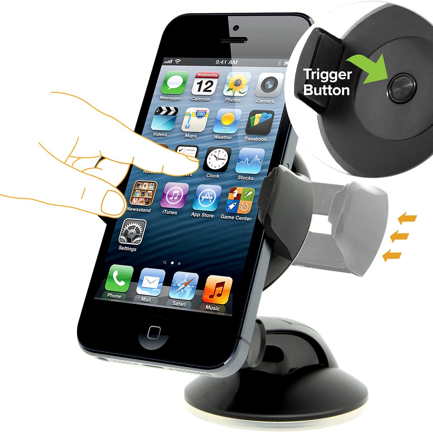 iOttie Easy Flex 3 Car Mount Holder for iPhone 7/6s/6, Samsung Galaxy S9 S9 Plus S8 Edge S7 S6 - Retail Packaging – Black
