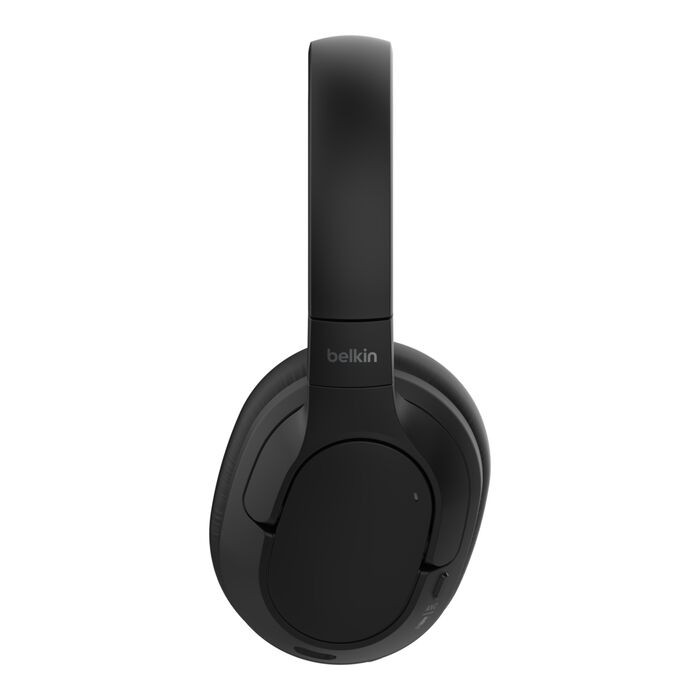 سماعات رأس بلوتوث عازلة للصوت من Belkin SoundForm - سماعات رأس هجينة بخاصية إلغاء الضوضاء النشطة - لاسلكية مع حماية 60H، لون أسود 