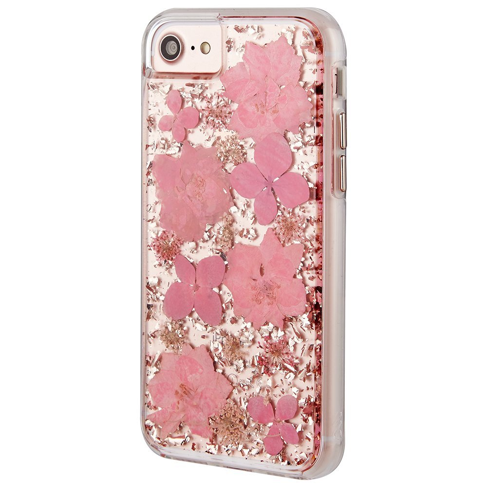 case-mate iphone 8 case - karat petals - made with real flowers - slim protective design for apple iphone 8 - pink petals