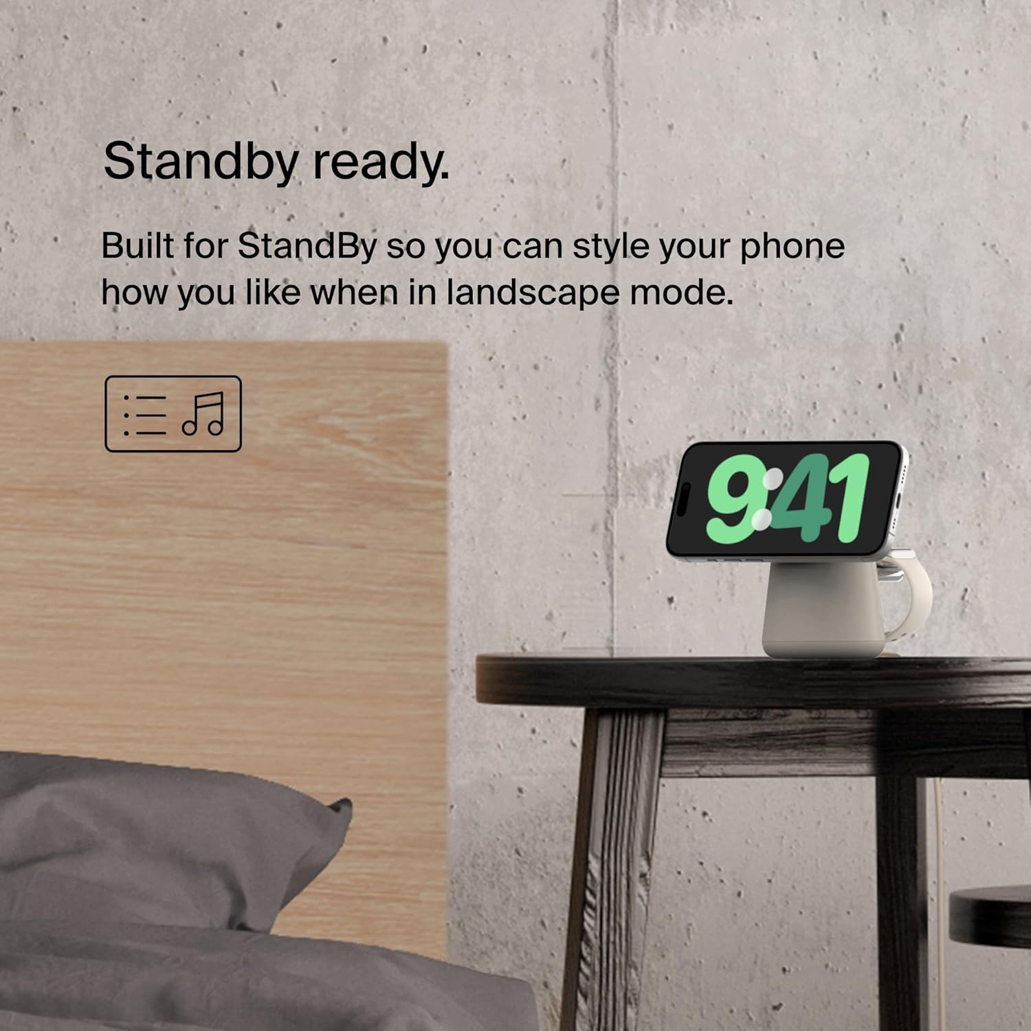 قاعدة شحن لاسلكية Belkin Boost Charge Pro 2 في 1 مع MagSafe 15W لجهاز IPHONE 15/ 14/ أبيض