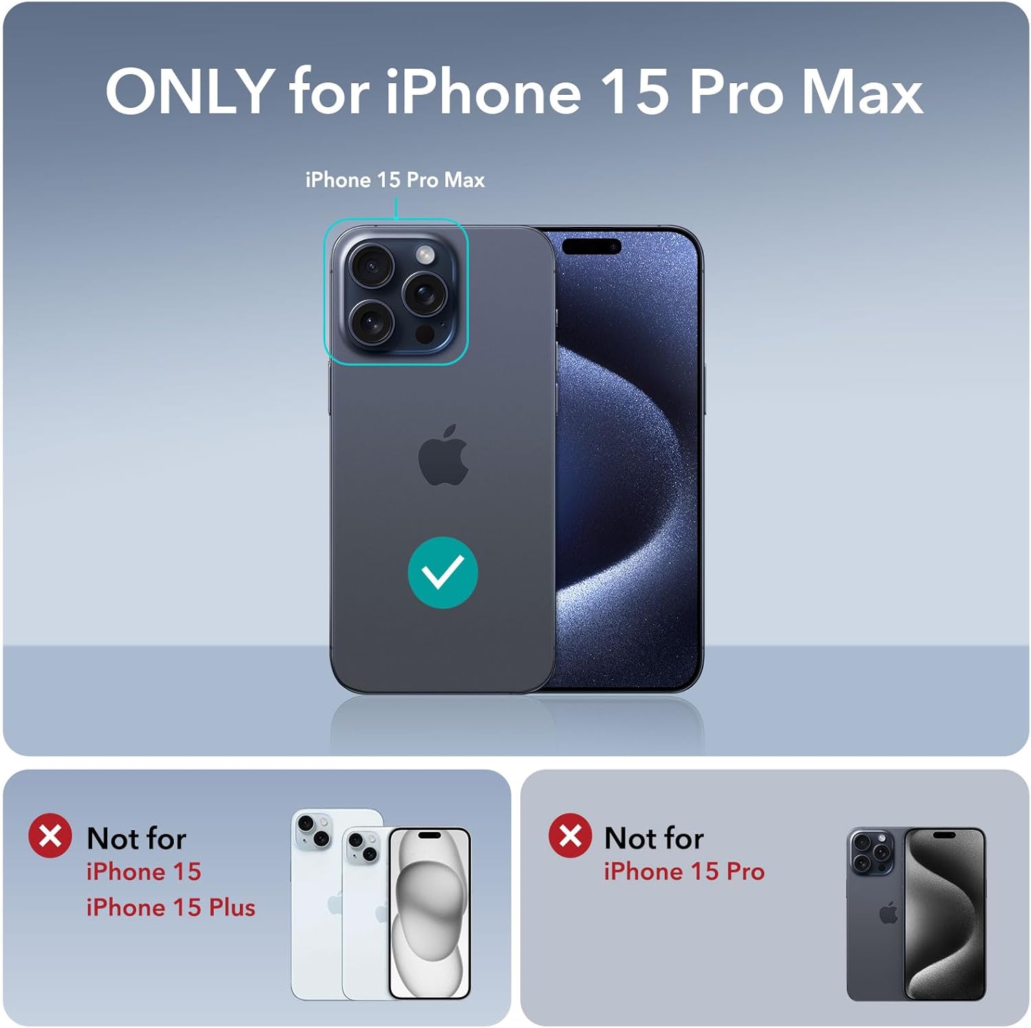 ESR for iPhone 15 Pro Max Case, Compatible with MagSafe, Military-Grade Protective Case, Built-in Stash Stand Phone Case Clear Black
