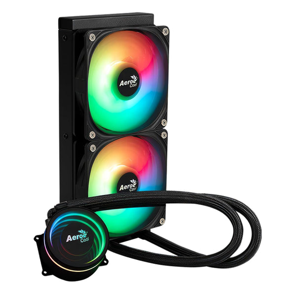 Aerocool Mirage L240 ARGB Liquid Cooler – 240mm Radiator, Infinity Mirror RGB Design, Dual 120mm Fans