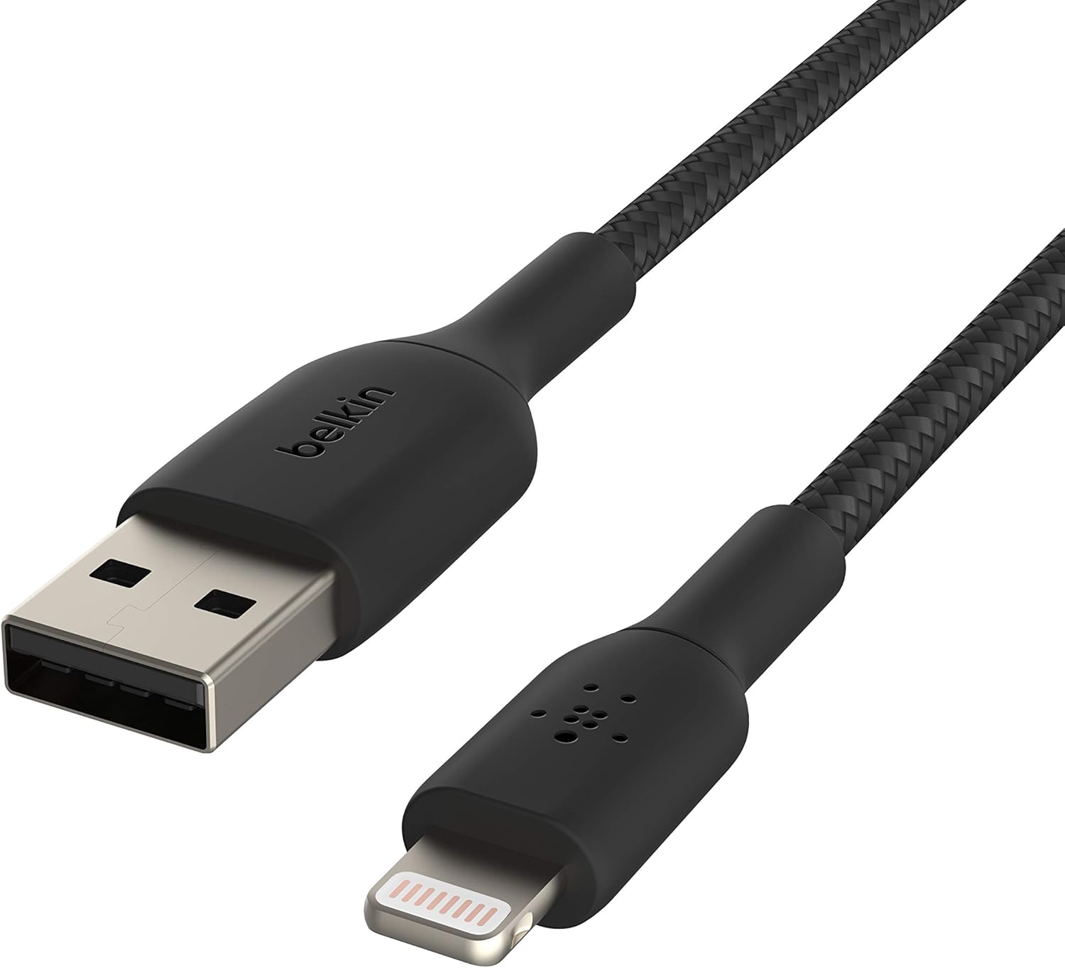 كابل Belkin BoostCharge Braided Lightning إلى USB-A بطول 6.6 قدم، أسود 