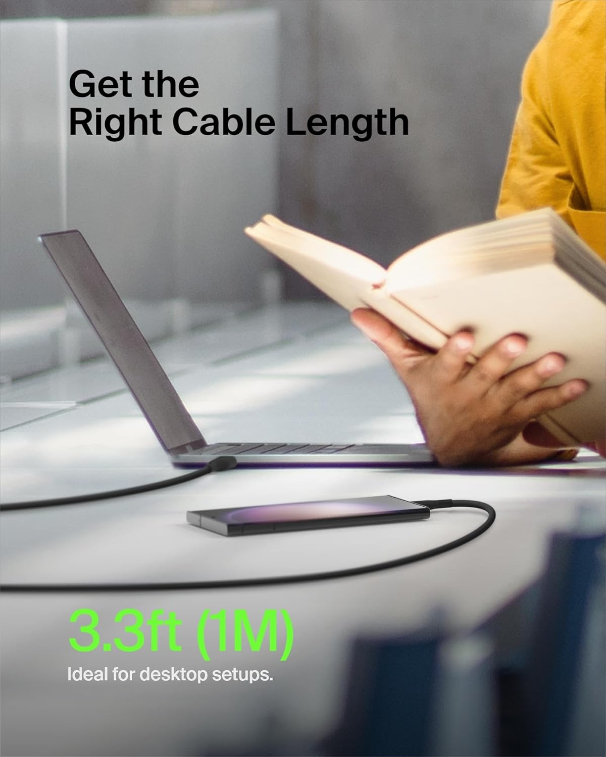 كابل Belkin Boost Charge USB-C إلى USB-C بطول 1 متر باللون الأسود 