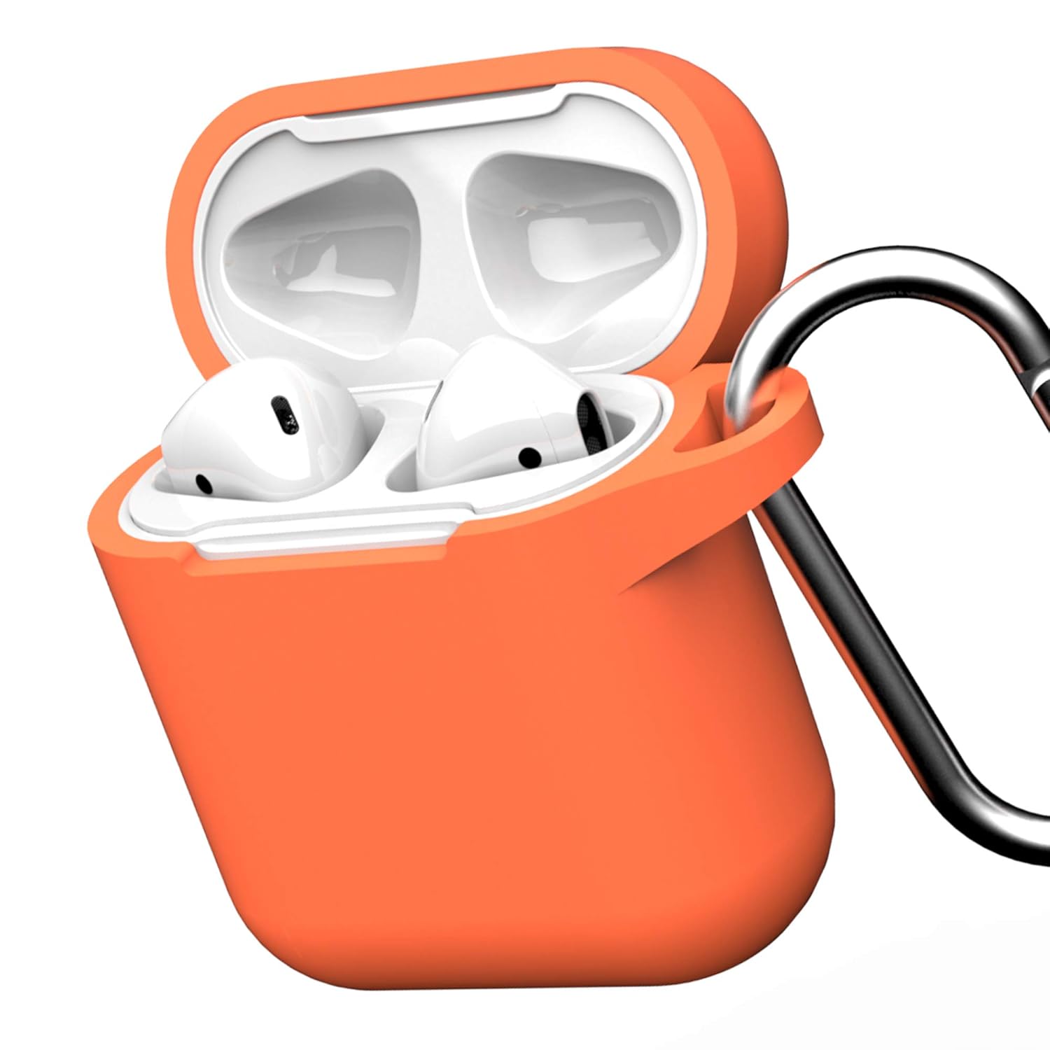 Airpods Case by GEAR4 Apollo, Fully Protective Lightweight Silicone Airpods 1 and 2 Case with Attached Clip – Coral